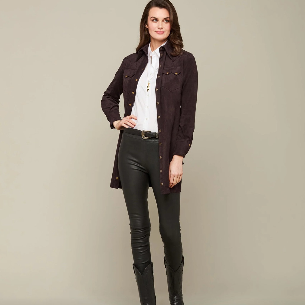 Lucchese Deep Brown Suede Long Blazer